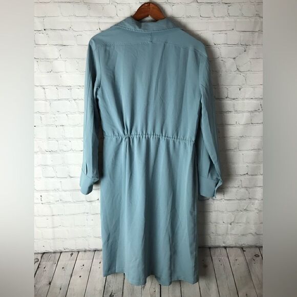 Lulu’s Franki Blue Button Down Trench Coat XS - Picture 11 of 12
